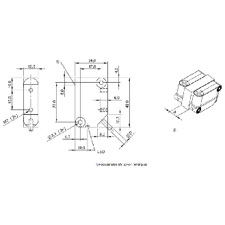 DPI Rect. PNP NO P4mm noyé 26x40x12mm 10-30Vdc / Câble 3m PVC-Lire la description