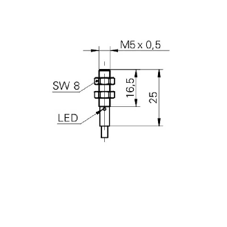 DPI M05 PNP NO P1,6mm noyé lg25mm 10-30Vdc / Câble 2m PUR-Lire la description