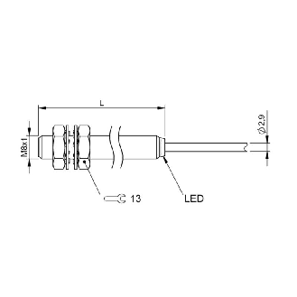 DPI M08 PNP NO P1,5mm noyé lg50mm Laiton 12-30Vdc / Câble 3m PUR-Lire la description
