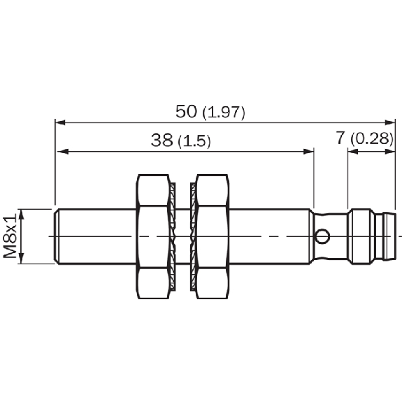 DPI M08 NPN NO P2mm noyé IO-Link 50(38)mm Inox V2A +100°C / M08 3P-Lire la description