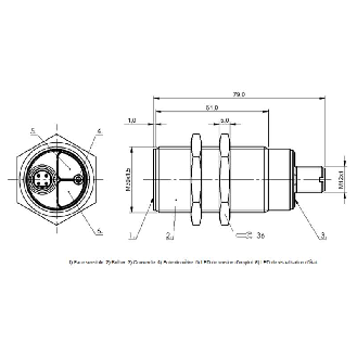 DPC M30 PNP NO P2-15mm noyé Pot. lg79(51)mm Inox 10-30Vdc / M12A 4P-Lire la description