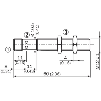 DPI M12 PNP NO P6mm noyé 60(41)mm Tout-Inox V4A 10-30Vdc / M12 4P-Lire la description