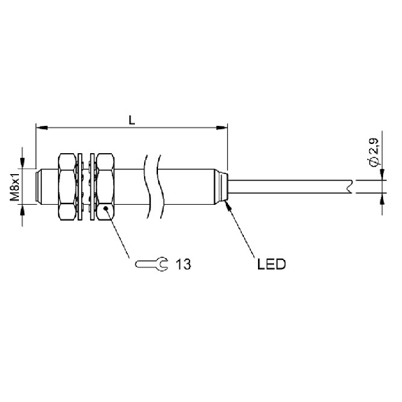 DPI M08 PNP NO P2mm noyé lg40mm Inox 10-30Vdc / Câble 2m PUR-Lire la description