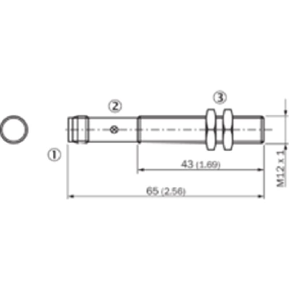DPI M12 NPN NO P4mm noyé lg65(43)mm Laiton 10-30Vdc / M12 4P-Lire la description