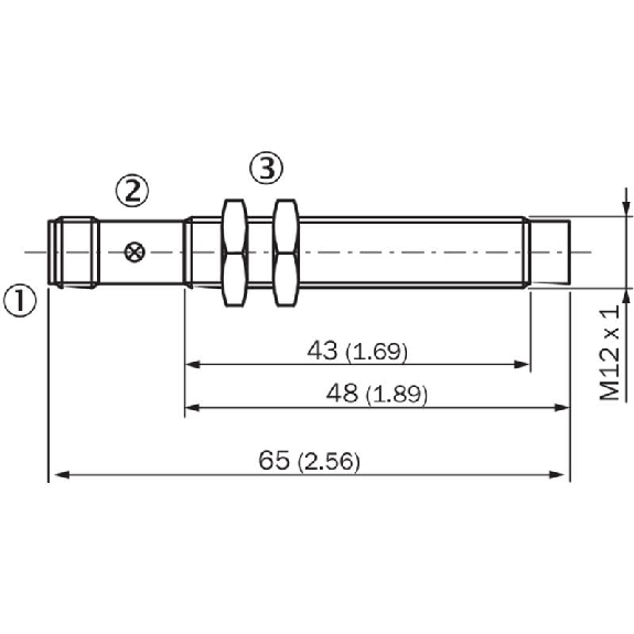 DPI M12 PNP NF P4mm non noyé lg65(43)mm Laiton 10-30Vdc / M12 4P-Lire la description