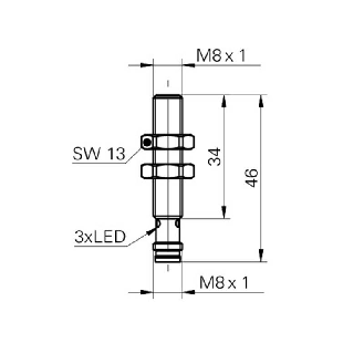 DPI M08 NPN NF P2mm noyé lg46(34)mm Métal 5-36Vdc Facteur 1 / M08 3P-Lire la description