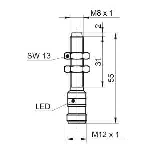 DPI M08 NPN NF P3mm non noyé lg55mm Inox IP68/69K WD / M08 4P-Lire la description