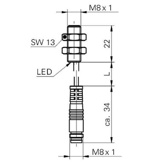 DPI M08 NPN NO P2mm noyé lg22mm 10-30Vdc / M08 3P+C0.2m-Lire la description