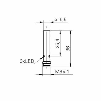 DPI D6,5 NPN NO P2mm noyé lg36mm 10-30Vdc / M08 3P-Lire la description