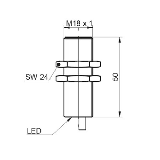 DPI M18 PNP NF P8mm quasi-noyé lg50mm Laiton 5-36Vdc F1 / Câble 2m-Lire la description