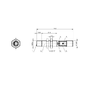 DPC M12 PNP NO P8mm non noyé Pot. lg75(31)mm 10-30VDC Plast. / M12 4P-Lire la description