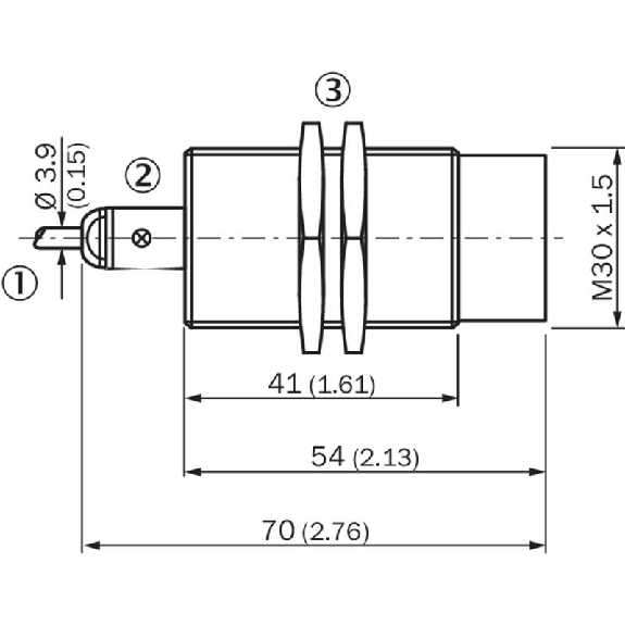 DPI M30 PNP NO P15mm non noyé lg70(41)mm Laiton 10-30Vdc / Câble 10m-Lire la description