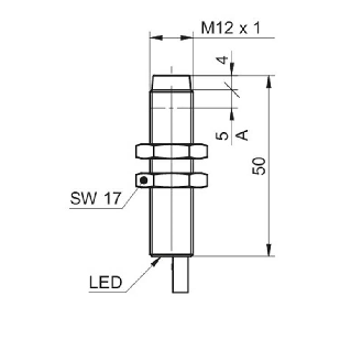DPI M12 NPN NF P10mm non noyé lg50mm Laiton 6-36Vdc / Câble 2m-Lire la description