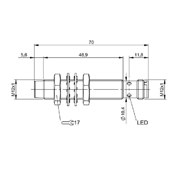 DPI M12 PNP NO P4mm non noyé 70(48,9)mm Inox 10-30Vdc IP68 / M12 4P DPI M12 PNP NO P4mm non noyé 70(48,9)mm Inox 10-30Vdc IP68 / M12 4P-Lire la description