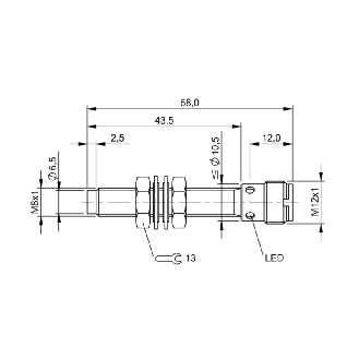 DPI M08 PNP NO P2,5mm non noyé lg58(40)mm Inox 10-30Vdc / M12 4P-Lire la description