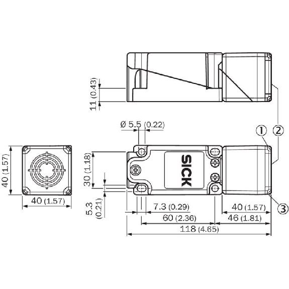 DPI Rect. NPN NO+NF P20mm noyé 40x40x118mm Plast. 10-30Vdc / Bornes-Lire la description