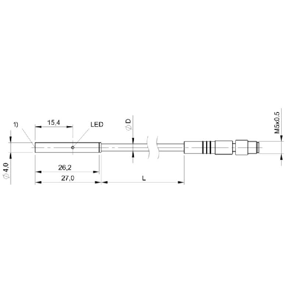DPI D04 PNP NO P1,5mm noyé lg27mm Inox 10-30Vdc / M05 4P+C0.2m-Lire la description