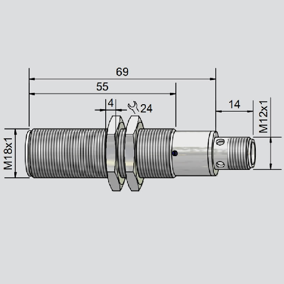 DPC M18 PNP NO+NF P5mm noyé 83(55)mm Inox 12-30Vdc / M12 4P-Lire la description