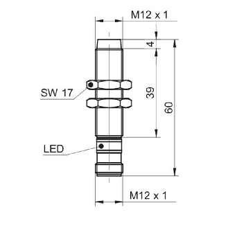 DPI M12 NPN NF P6mm non noyé lg60mm Inox IP68/69K WD / M12 4P-Lire la description