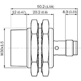 DPI M30 NPN NO P20mm non noyé IO-Link lg50(20)mm Inox V2A / M12A 4P-Lire la description
