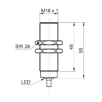 DPI M18 NPN NO P10mm noyé lg55(48)mm Inox WD / Câble 2m PUR-Lire la description