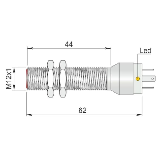 DPI M12 PNP NO P2mm noyé lg62(45)mm Laiton 10-30Vdc / Conn. K-Lire la description
