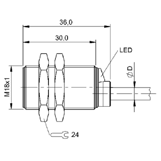 DPI M18 PNP NO P5mm noyé / Câble 5m PUR-Lire la description