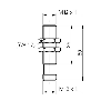 DPI M12 NPN NF P4mm quasi-noyé lg50mm tout Inox 10-30Vdc / M12 4P