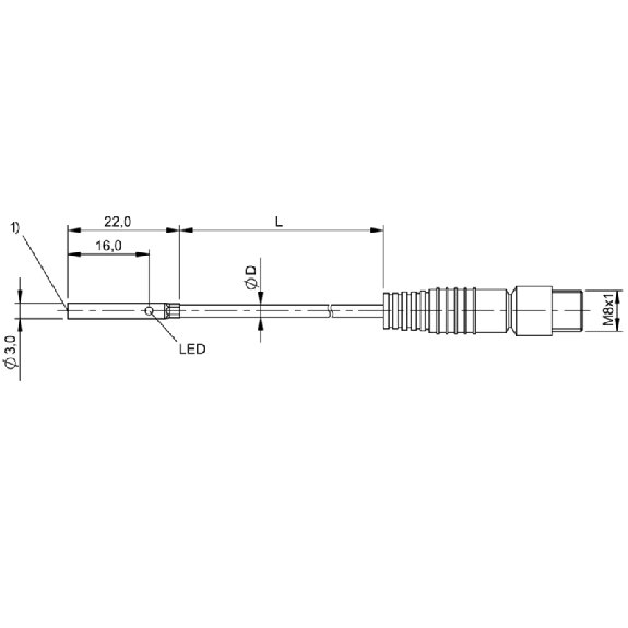 DPI D03 PNP NO P1mm noyé lg22mm Inox 10-30Vdc / M08 3P+C0.3m-Lire la description