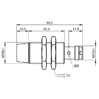 DPI M18 PNP NF P8mm non noyé 56(30.5)mm Laiton / M12 3P-Lire la description