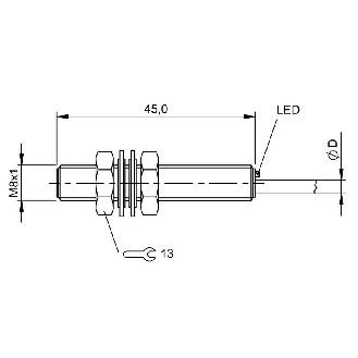 DPI M08 PNP NO P2mm noyé lg45mm Inox 10-30Vdc / Câble 2m PVC-Lire la description