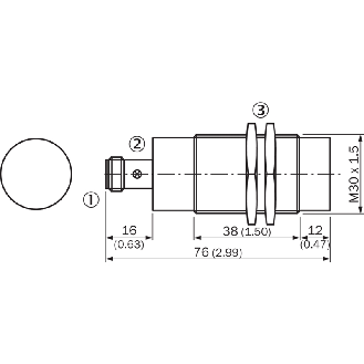 DPI M30 PNP NO P20mm non noyé 76(38)mm Laiton 10-30Vdc / M12 4P-Lire la description