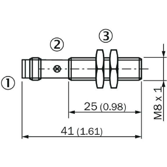 DPI M08 PNP NF P1,5mm noyé lg41(25)mm Laiton 10-30Vdc / M08 3P-Lire la description