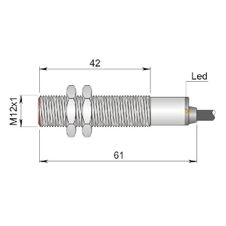 DPI M12 PNP NF P2mm noyé lg60(42)mm Laiton 10-30Vdc / Câble 2m-Lire la description