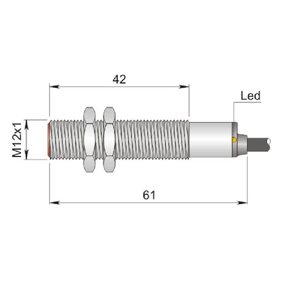 DPI M12 PNP NF P2mm noyé lg60(42)mm Laiton 10-30Vdc / Câble 2m DPI M12 PNP NF P2mm noyé lg60(42)mm Laiton 10-30Vdc / Câble 2m-Lire la description