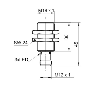 DPI M18 PNP NO P8mm quasi-noyé lg45mm 10-30Vdc / M12 4P-Lire la description