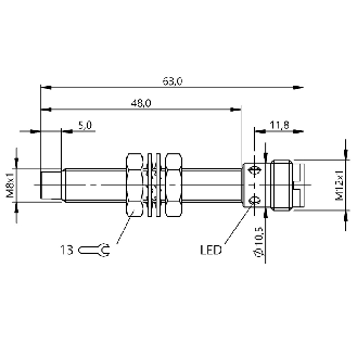 DPI M08 NPN NF P4mm non noyé 65,5(51)mm Inox 10-30Vdc / M12 4P-Lire la description