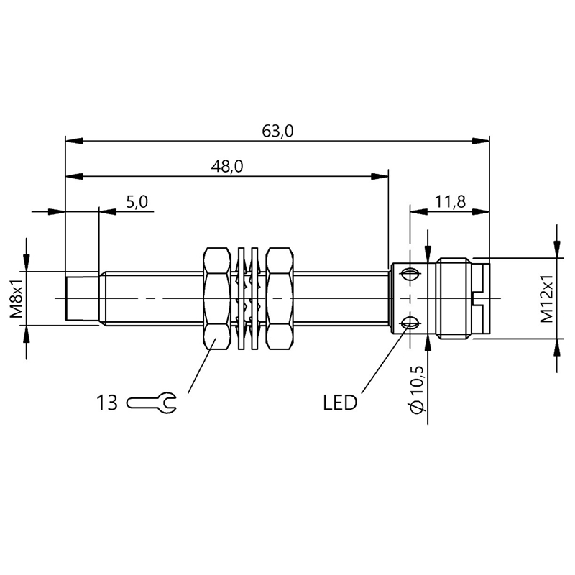 DPI M08 NPN NF P4mm non noyé 65,5(51)mm Inox 10-30Vdc / M12 4P-Lire la description