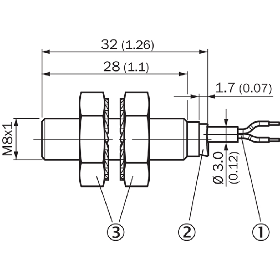 DPI M08 PNP NO P2mm noyé 32(28)mm Inox / M12 3P+C0.6m PUR DPI M08 PNP NO P2mm noyé 32(28)mm Inox / M12 3P+C0.6m PUR-Lire la description