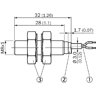 DPI M08 PNP NO P2mm noyé 32(28)mm Inox / M12 3P+C0.6m PUR-Lire la description