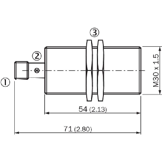 DPI M30 PNP NO P15mm noyé lg71(54)mm Laiton 10-30Vdc / M12 4P-Lire la description