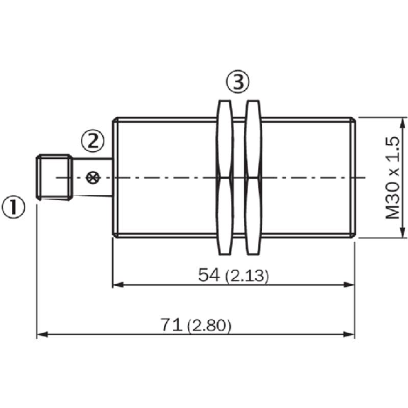 DPI M30 PNP NO P15mm noyé lg71(54)mm Laiton 10-30Vdc / M12 4P-Lire la description