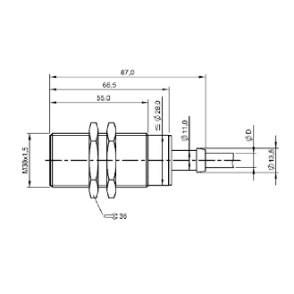 DPI HT M30 NPN NO+NF P10mm noyé lg87mm +120°C / Câble 2m silicone-Lire la description