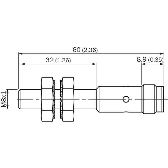 DPI M08 PNP NO/NF P2mm noyé IO-Link 60(32)mm Inox V2A / M12 4P-Lire la description