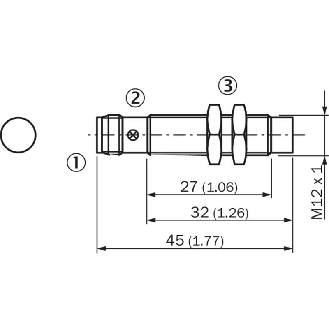 DPI M12 PNP NO P4mm non noyé lg45(27)mm Laiton 10-30Vdc / M12 4P-Lire la description
