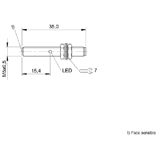 DPI M05 NPN NO P1,5mm noyé lg35mm Inox 10-30Vdc / M05 4P-Lire la description