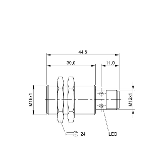DPI M18 ANA 4-20mA P1-5mm noyé lg44,5(30)mm Laiton 10-30Vdc / M12 4P-Lire la description
