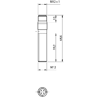 DPI M12 NPN NO+NF P2mm noyé Inox 10-30Vdc M12 4P-Lire la description