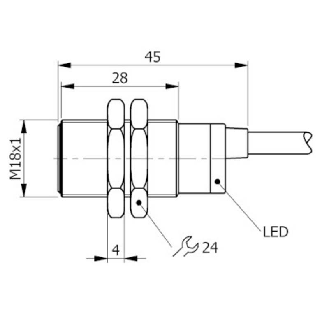 DPI M18 PNP NF P8mm noyé lg45(28)mm Inox 10-30Vdc / Câble 5m PVC-Lire la description