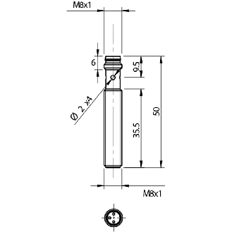 DPI M08 PNP NO P1,5mm noyé 50(35,5)mm Laiton 10-30Vdc M08 3P-Lire la description